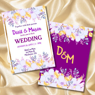 Mardi Gras Lila und Gold   Soft Lila Floral Einladung