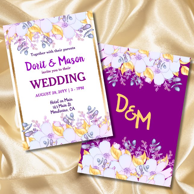 Mardi Gras Lila und Gold | Soft Lila Floral Einladung (Von Creator hochgeladen)