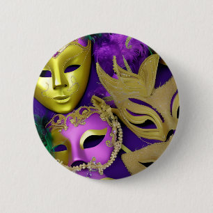 Mardi Gras Lila und Goldmasquerade Masqueras Button