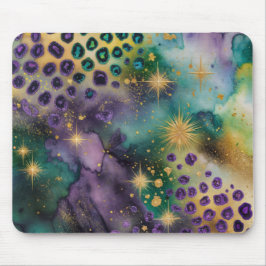 Mardi Gras Lila und Green Leo Vibes Mousepad