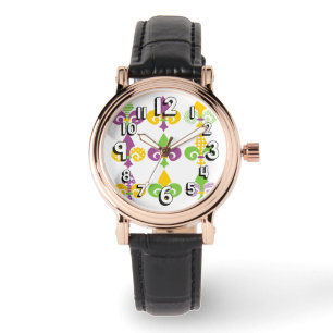Mardi Gras Lilie Armbanduhr