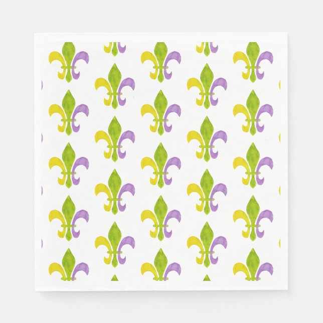 Mardi Gras Lilie auf Weiß Serviette (Vorderseite)