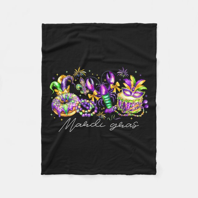 Mardi Gras Lilie Beads Louisiana Festival C Fleecedecke (Vorderseite)