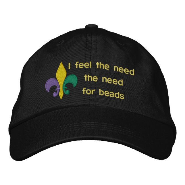 Mardi Gras ~ Lilie Bestickte Baseballkappe (Vorderseite)