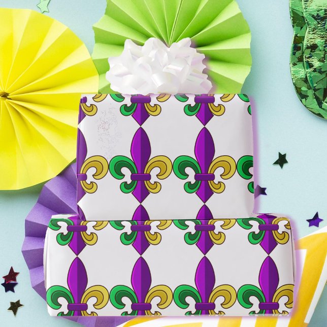 Mardi Gras Lilie Carnival Lila Green Gift Geschenkpapier (Von Creator hochgeladen)