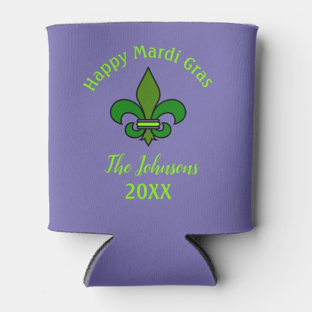 Mardi Gras Lilie Custom Can Cooler Bevorzugung Dosenkühler (Vorderseite)