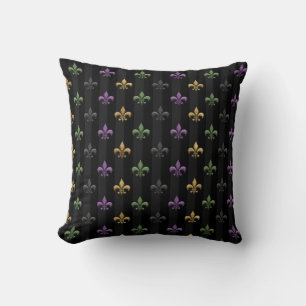 Mardi Gras Lilie Dark Vertical Kissen