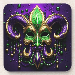 Mardi Gras Lilie Design 2024 Getränkeuntersetzer