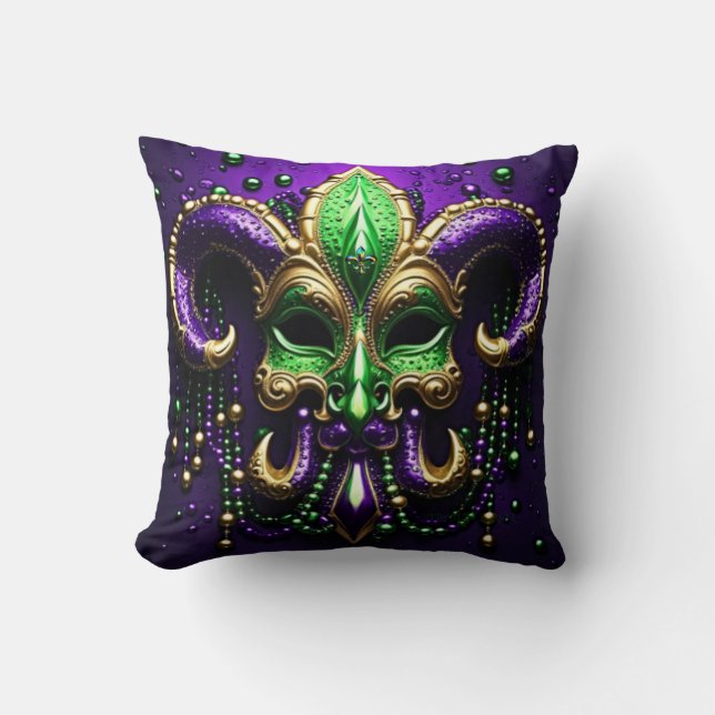 Mardi Gras Lilie Design 2024 Kissen (Vorderseite)
