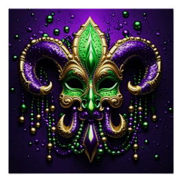 Mardi Gras Lilie Design Poster