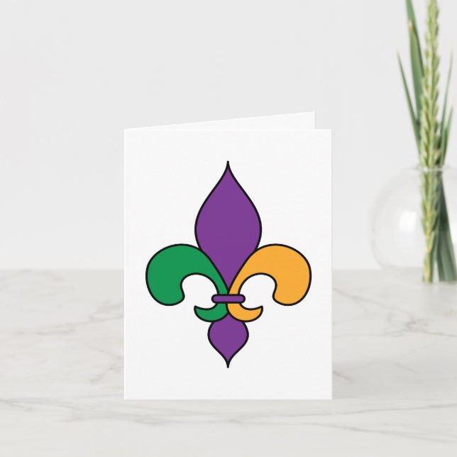 Mardi Gras Lilie Lila Gelb grün Karte (Vorderseite)