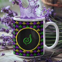 Mardi Gras Lilie Muster Custom Monogram