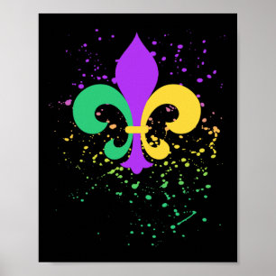 Mardi Gras Lilie Paint Spritzer Nola Poster