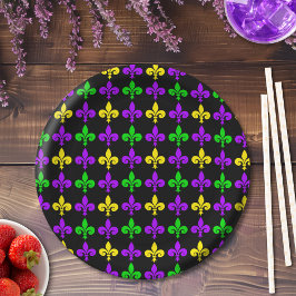 Mardi Gras Lilie Pattern Pappteller