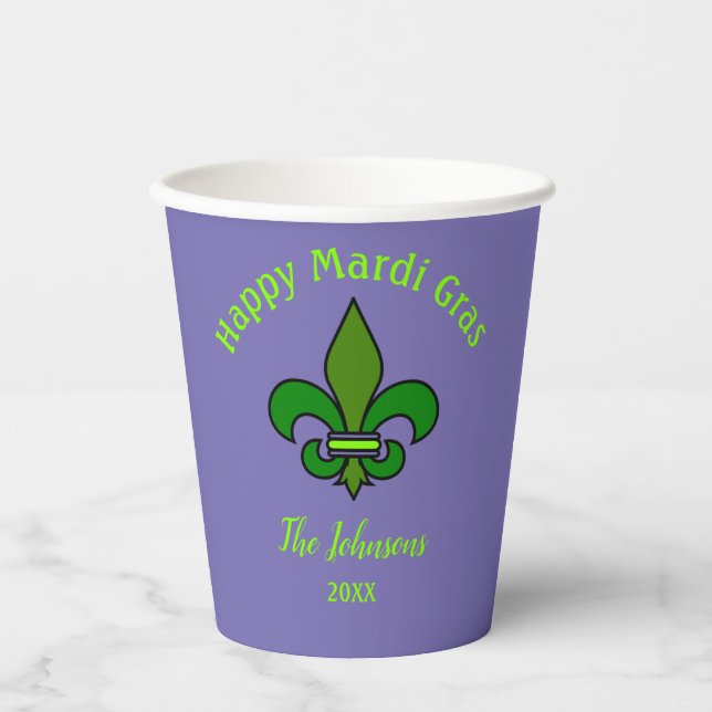 Mardi Gras Lilie Personalisiert Paper Cups Pappbecher (Vorderseite)