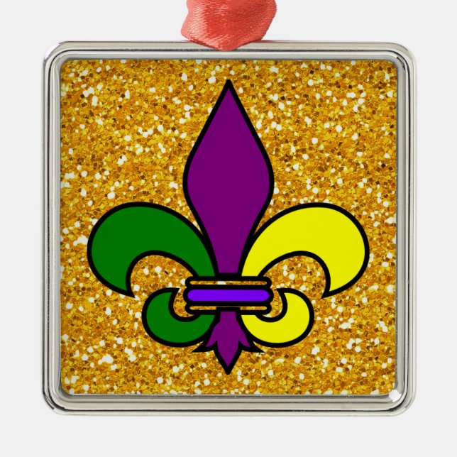 Mardi Gras - Lilie - SRF Silbernes Ornament (Vorne)
