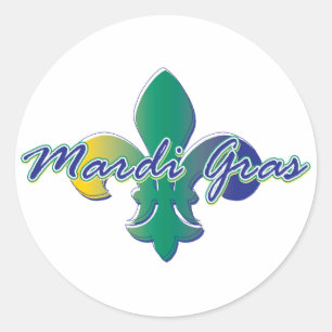 Mardi Gras Lilie tri Runder Aufkleber