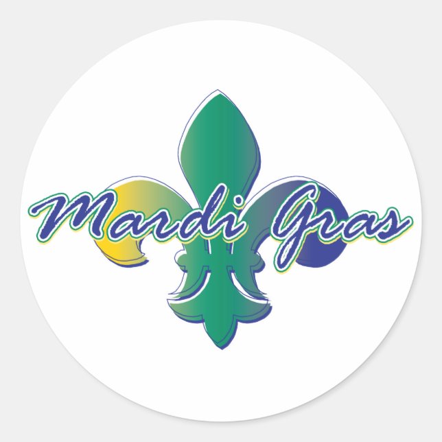 Mardi Gras Lilie tri Runder Aufkleber (Vorderseite)