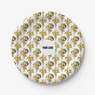 Mardi Gras Lily Festival Custom Plate White Gold Pappteller