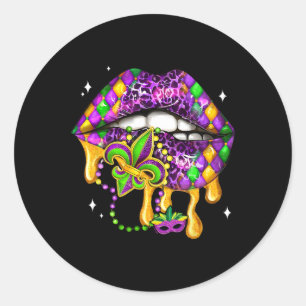 Mardi Gras Lip Frauenkostüm Funny für Frauen Runder Aufkleber