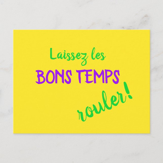 Mardi Gras Louisiana Laissez Les Bons Temps Rouler Postkarte (Vorderseite)
