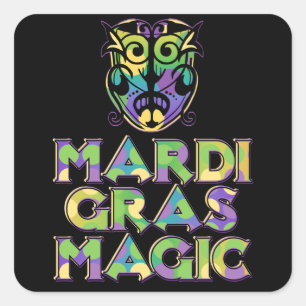 Mardi Gras Magic Mask Quadratischer Aufkleber