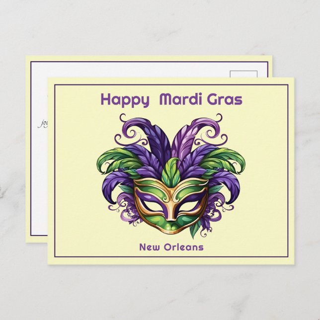 💚 💜 💛 Mardi Gras Magic Postkarte (Vorne/Hinten)