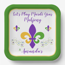 Mardi Gras Mahjong NAME Green Gold Purple Fleur de Pappteller