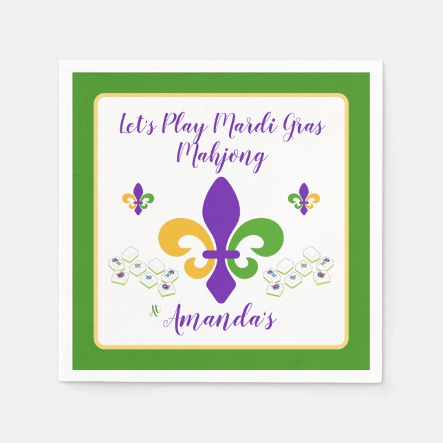 Mardi Gras Mahjong NAME Green Gold Purple Fleur de Serviette (Vorderseite)
