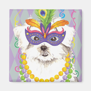 Mardi Gras Maltese Magnet