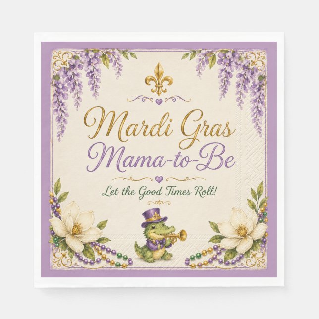 Mardi Gras Mama-to-Be Babyshower Servietten (Vorderseite)