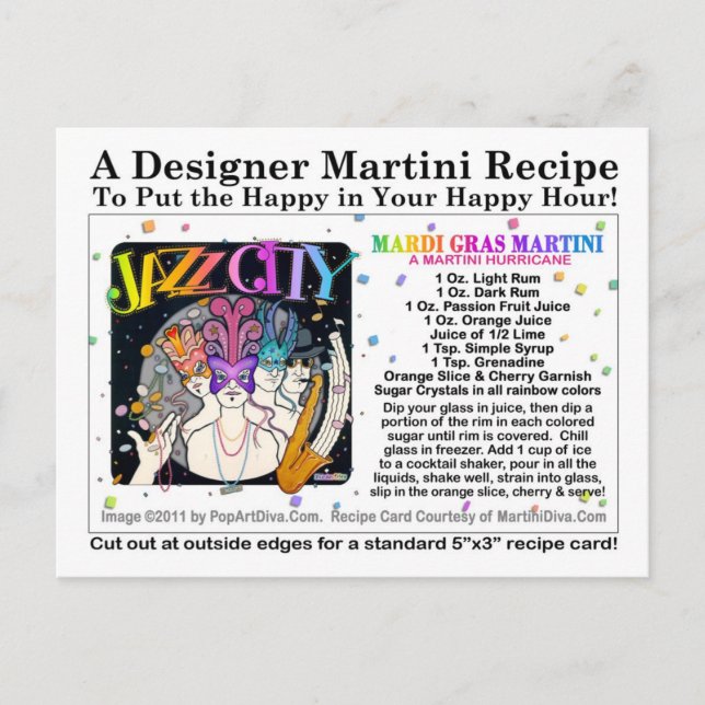 Mardi Gras - Mardi gras Martini Recette Carte (Devant)