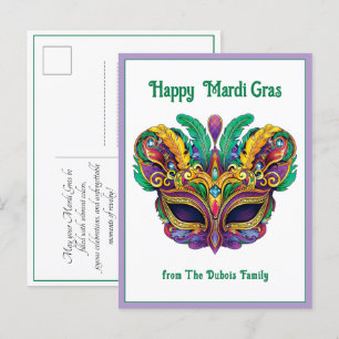 💚 💜 💛 Mardi Gras Mardi Magic Memo Postkarte