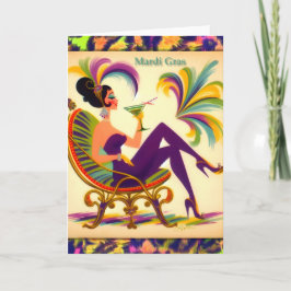 Mardi Gras Martini Frau Retro 60er Mardi Dankeskarte