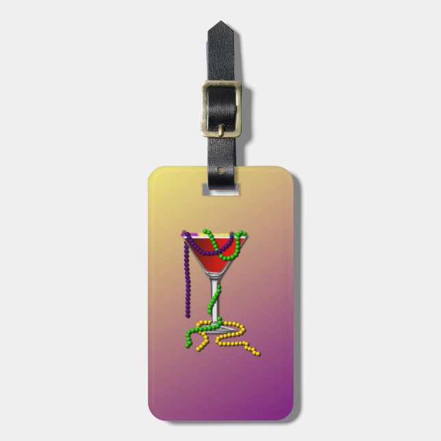Mardi Gras Martini Gepäckanhänger (Vorderseite vertikal)