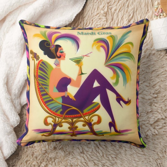 Mardi Gras Martini Woman Kissen (Decke)