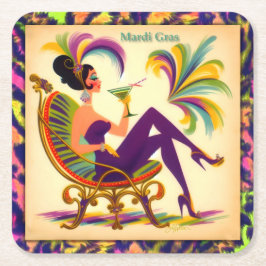 Mardi Gras Martini Woman Rechteckiger Pappuntersetzer