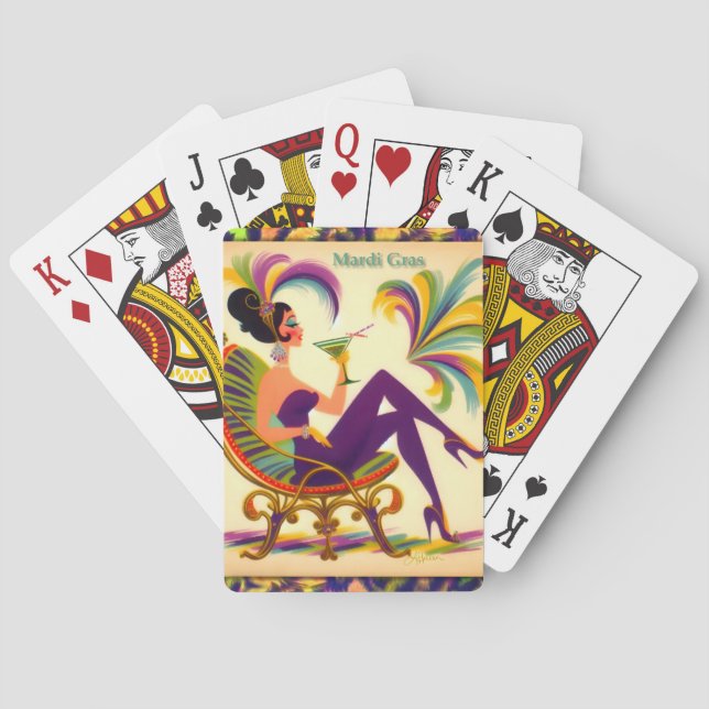 Mardi Gras Martini Woman Spielkarten (Rückseite)