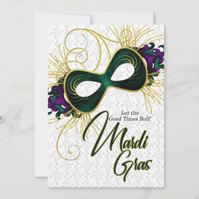 Mardi Gras Mask and Costume Party Einladung (Vorderseite)