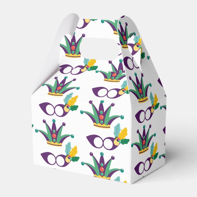 Mardi Gras Mask and Crown Festival Pattern Geschenkschachtel (Vorderseite)