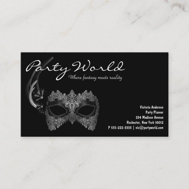 Mardi Gras Mask Black Business Cards Visitenkarte (Vorderseite)