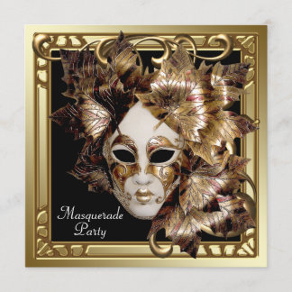 Mardi Gras Mask Black Gold Masquerade Party Einladung