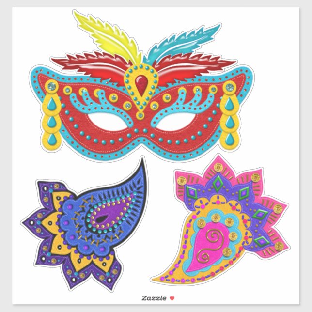 Mardi Gras Mask Dekorationen | Cherie's Art Aufkleber (Blatt)