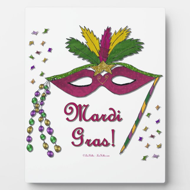 Mardi Gras Mask Feather Beads Fotoplatte (Vorderseite)