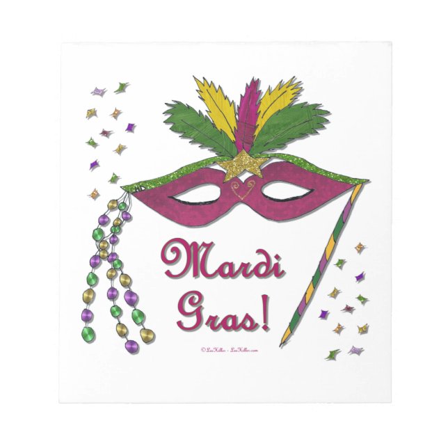 Mardi Gras Mask Feather Beads Notizblock (Vorderseite)