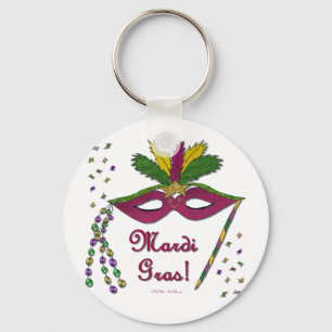 Mardi Gras Mask Feather Beads Schlüsselanhänger
