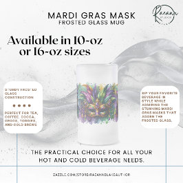 Mardi Gras Mask Frosted Glass Mug Mattglas Bierglas
