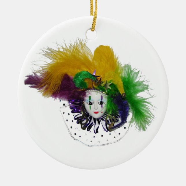 Mardi Gras Mask Jester Keramikornament (Vorne)