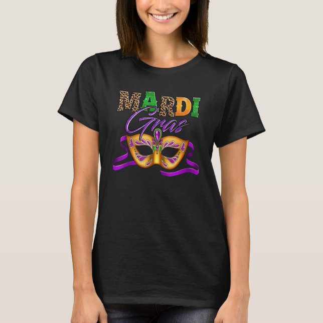 Mardi Gras Mask Leopard Costume Shirt Carnaval Par (Vorderseite)