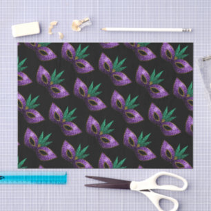 Mardi Gras Mask Lila-Green-Gold-Glitzern Seidenpapier